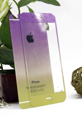 5-1082 Защитное стекло комплект iPhone6+ (фиолетово желтый) 5-1082 Защитное стекло комплект iPhone6+ (фиолетово желтый)