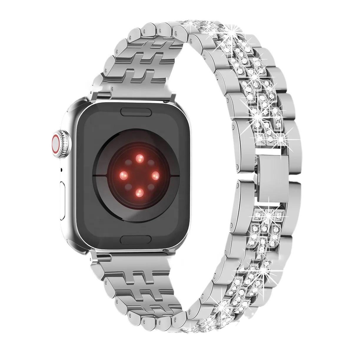 37047 Ремешок iWatch 38/40/41 мм метал. со стразами 3 ряда