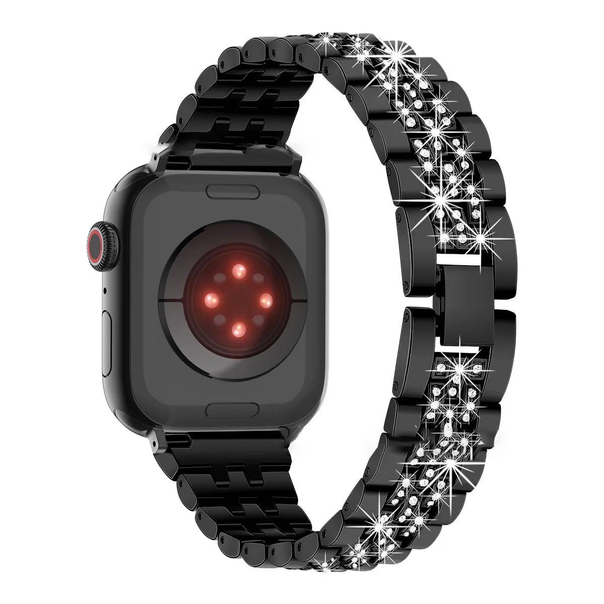 37047 Ремешок iWatch 38/40/41 мм метал. со стразами 3 ряда