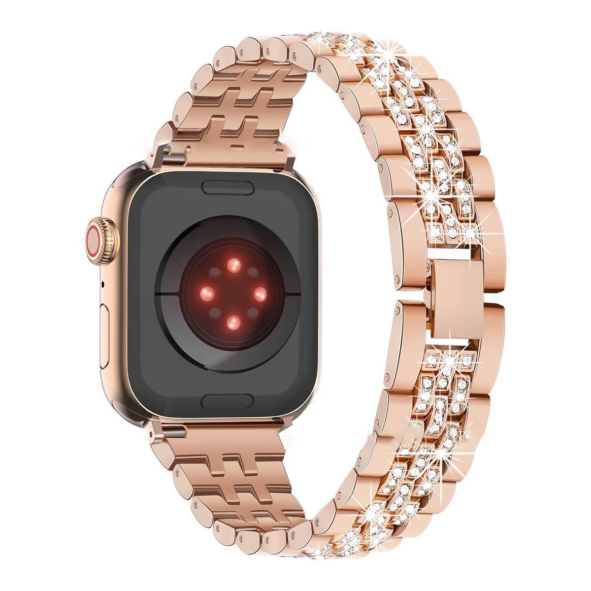 37047 Ремешок iWatch 38/40/41 мм метал. со стразами 3 ряда