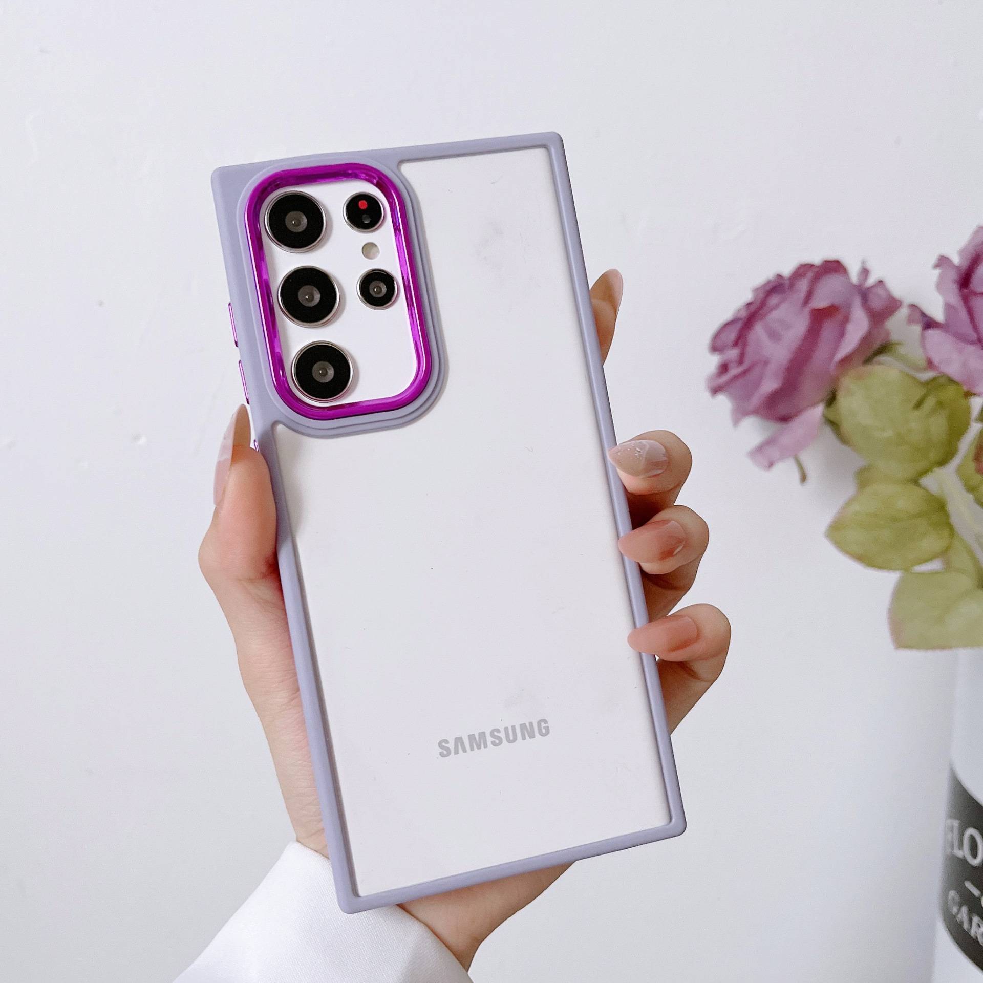 23388 Samsung S21FE защитная крышка-чехол, прозрачная с цветными краями