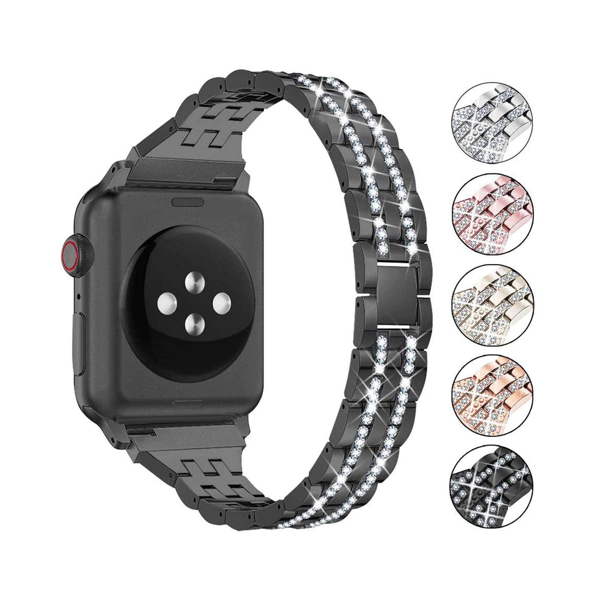 37048 Ремешок iWatch 42/44/45 мм метал. со стразами 2 ряда
