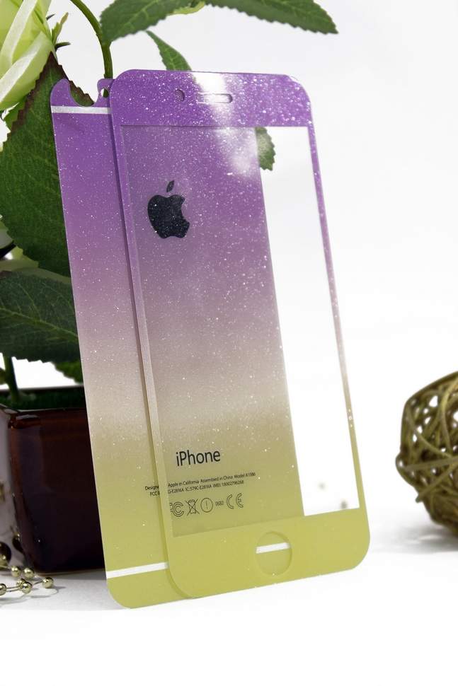 5-1082 Защитное стекло комплект iPhone6+ (фиолетово желтый)