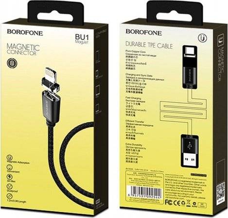 60114 Кабель USB lightning магнитный 1м, Borofon BU1