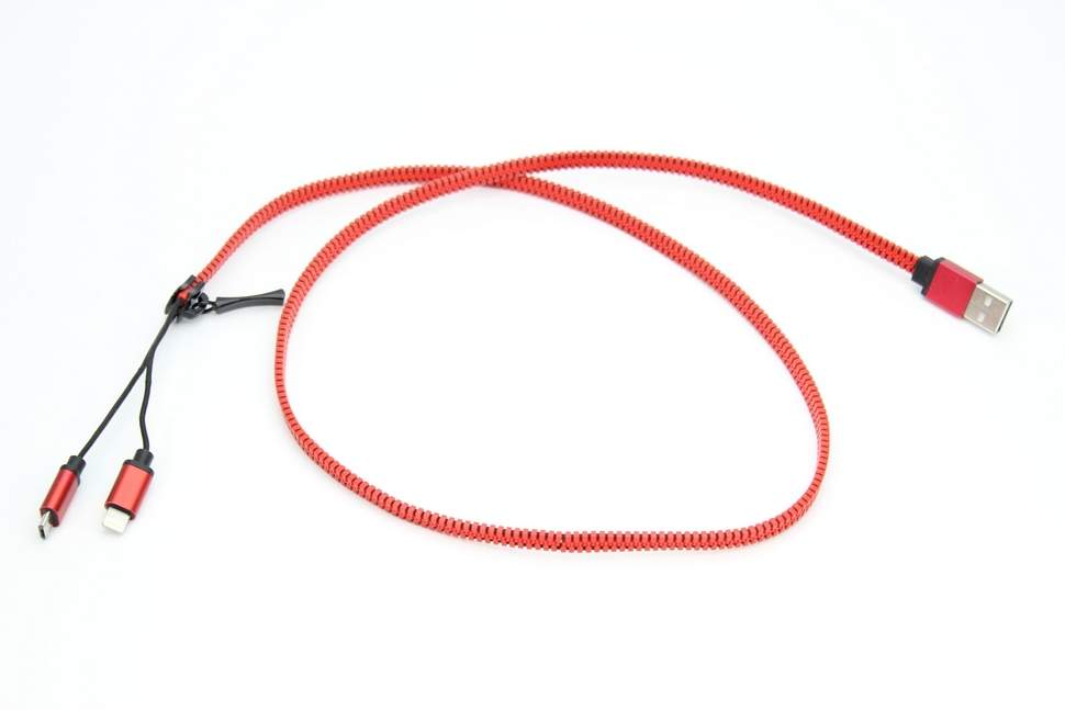5-111 Кабель USB-молния 2 в 1 (красный)