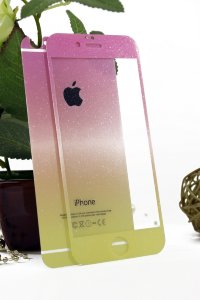 5-1084 Защитное стекло комплект iPhone6+ (розово желтый)