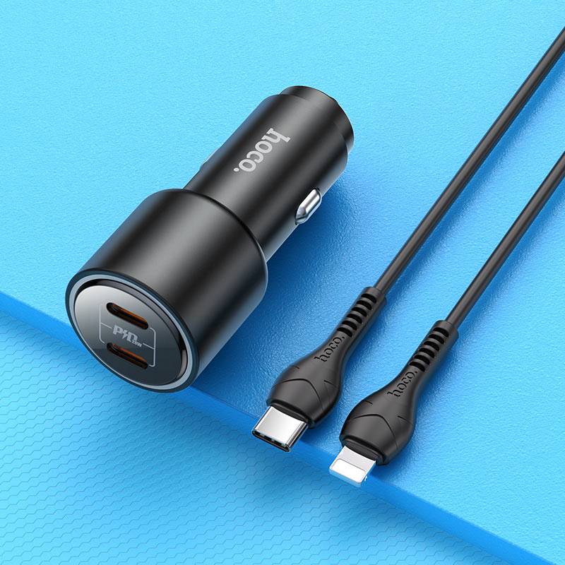 20743 Автомобильное зарядное устройство с кабелем lighting USB, Q.C,3,0 Hoco NZ3