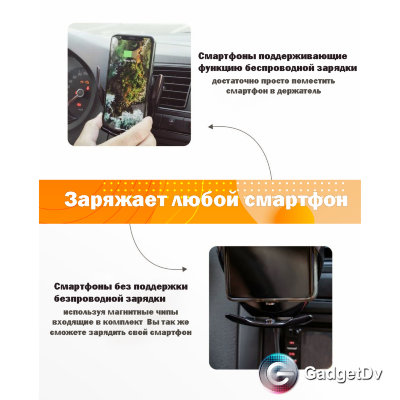 21025 Автомобильный держатель с беспроводной зарядкой V3P