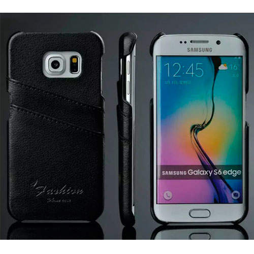 9272 Galaxy S6 Edge Защитная крышка кожаная (черный)