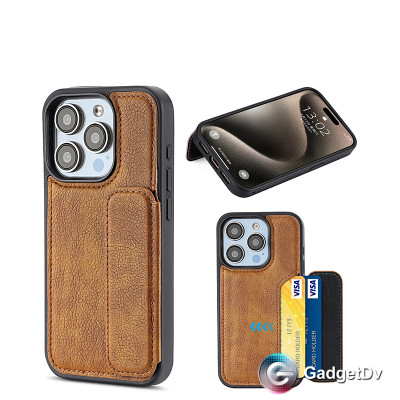 38676 iPhone 15ProMax защитная крышка-чехол кож. с подставкой