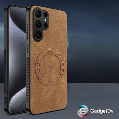 38687 Samsung S26Ultra защитная крышка-чехол пол кожу с MagSafe