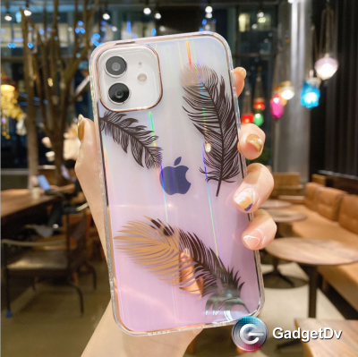 60743  iPhone 12/12Pro защитная крышка-чехол, перья