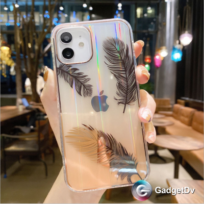 60743  iPhone 12/12Pro защитная крышка-чехол, перья