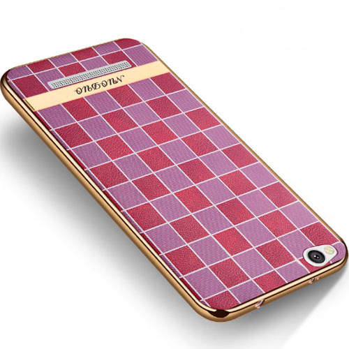9436 Защитная крышка Xiaomi Redmi3 силиконовая (клетка розовый)
