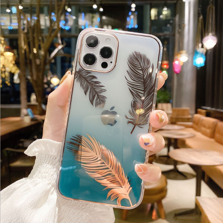 60744 iPhone 12 Pro Max защитная крышка-чехол, перья