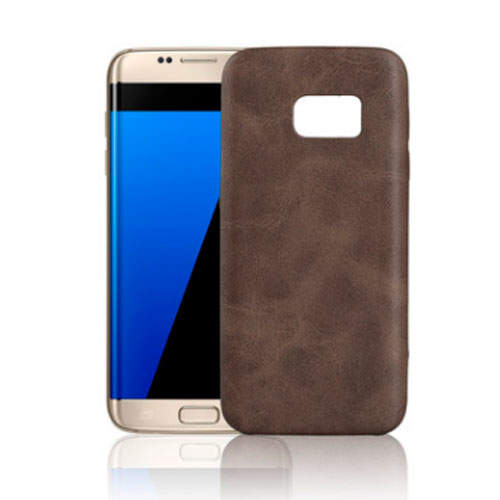 1262 Galaxy S7 Edge Защитная крышка кожаная (коричневый)