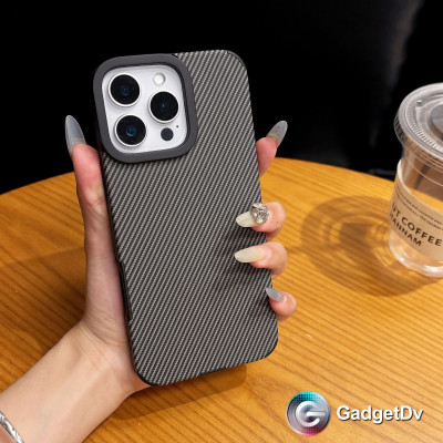 37078  iPhone13 ProMax защитная крышка-чехол, под карбон силикон.