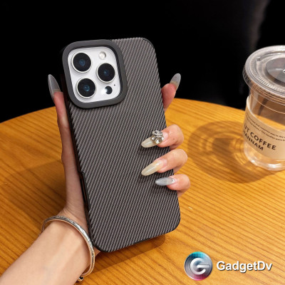 37078  iPhone13 ProMax защитная крышка-чехол, под карбон силикон.