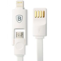 8752 Кабель USB 2 в1 20сm (белый)