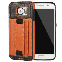 9362 Galaxy S6 Защитная крышка кожаная (светло-коричневый)