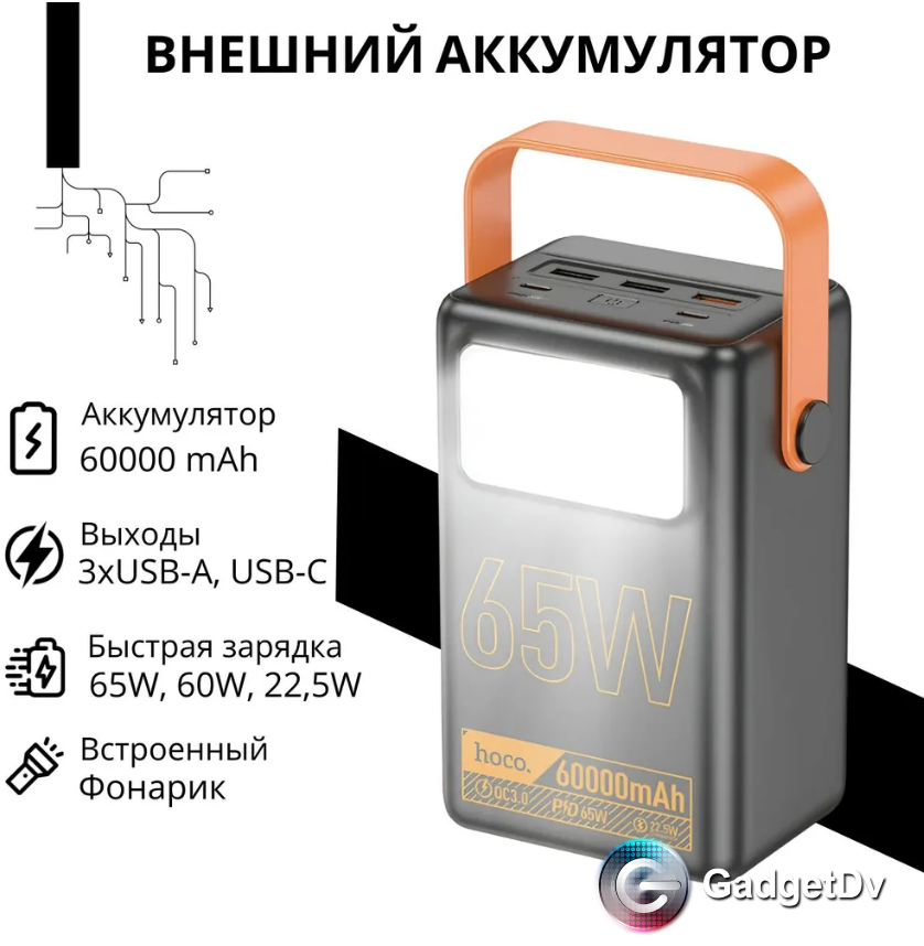 23445 Портативный аккумулятор 60000 mAh Hoco J110A