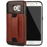 9363 Galaxy S6 Защитная крышка кожаная (коричневый)