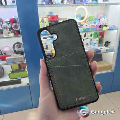 38695 Samsung S25, защитная крышка-чехол, с картхолдером под замшу