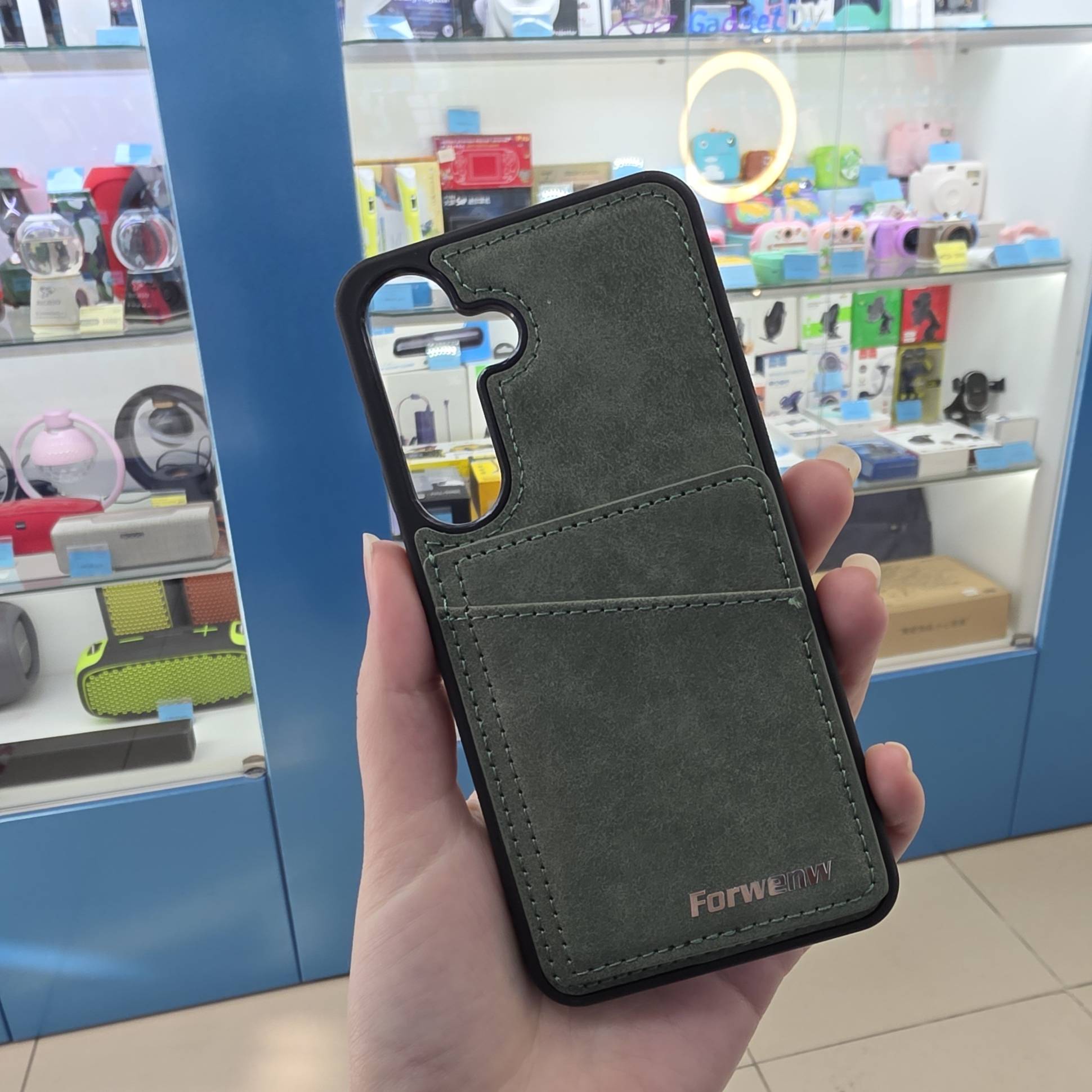 38695 Samsung S25, защитная крышка-чехол, с картхолдером под замшу
