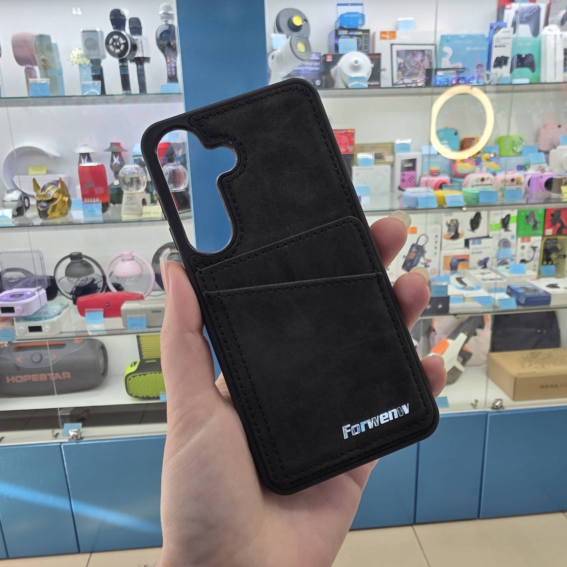 38695 Samsung S25, защитная крышка-чехол, с картхолдером под замшу