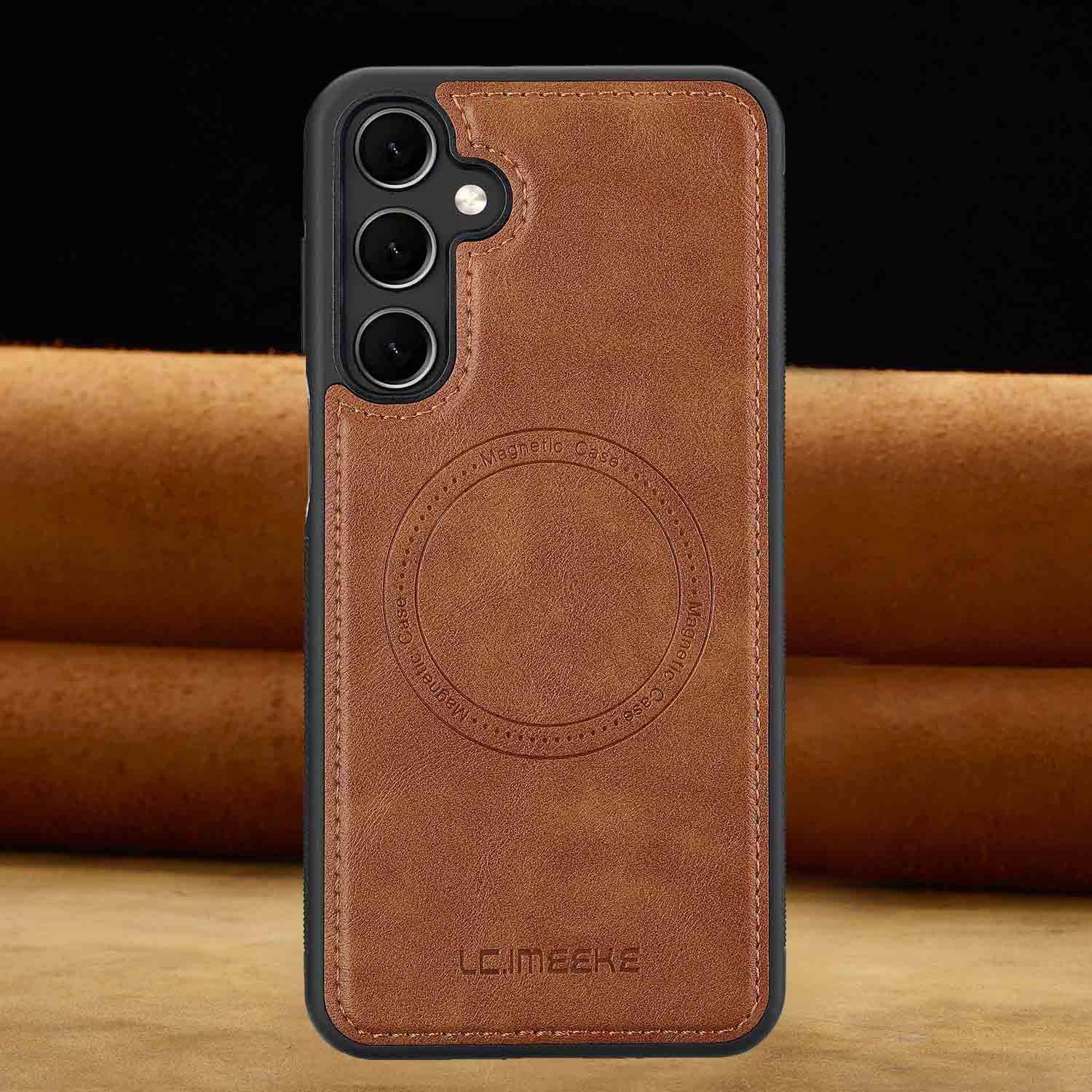 37072 Samsung A55 защитная крышка-чехол, MafSafe кож.