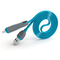 5-995 Кабель USB 2 в1 1m (синий)