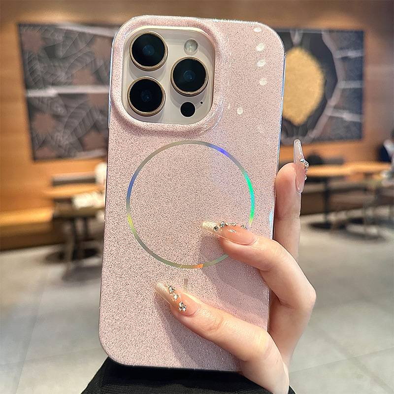 38518 iPhone 16 ProMax защитная крышка-чехол блестки с MagSafe