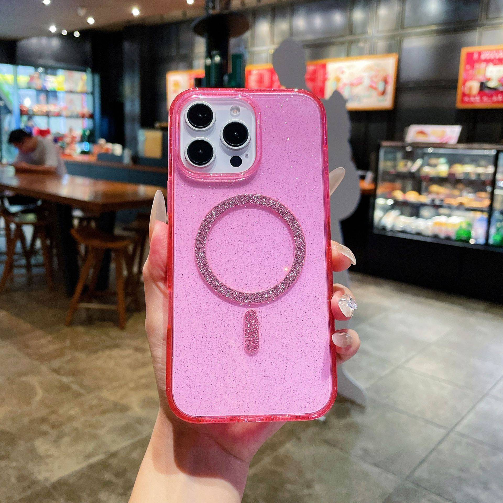 38398 iPhone 17Pro защитная крышка-чехол пластик блестки