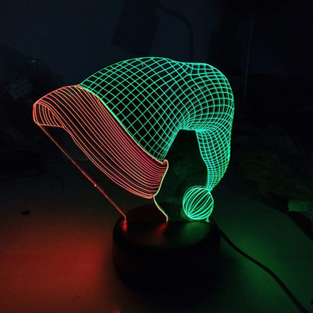 10703 LED лампа 3D "Шапка деда мороза"