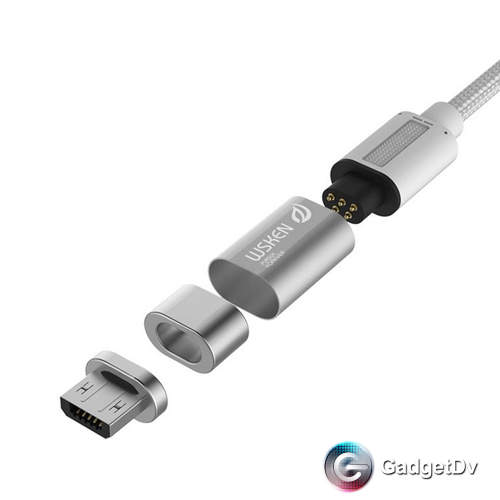 1039 Кабель lightning 1m (серебро) магнит wsken