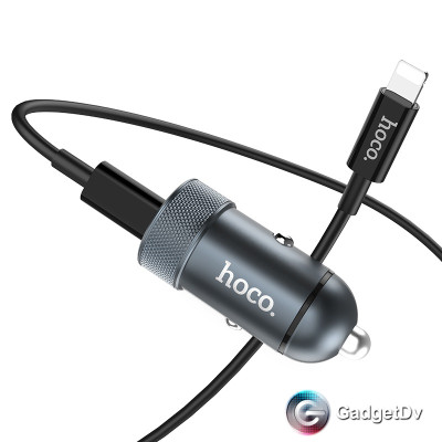 Автомобильная зарядка Hoco Z32B Speed Up + кабель Lightning (60284)