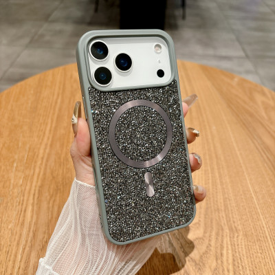 39246  iPhone 15 ProMax защитная крышка- чехол Swarovski с MagSafe