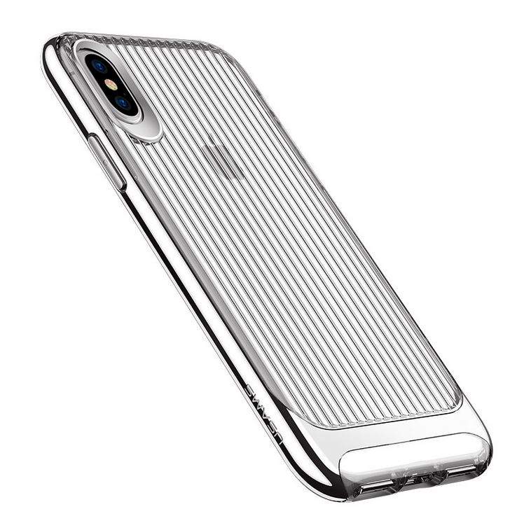 5114 iPhone X Защитная крышка силикон/пластик Usams (серебро)