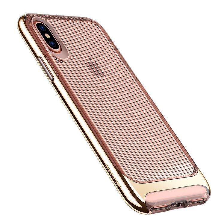 5117 iPhone X Защитная крышка силикон/пластик Usams (золото)