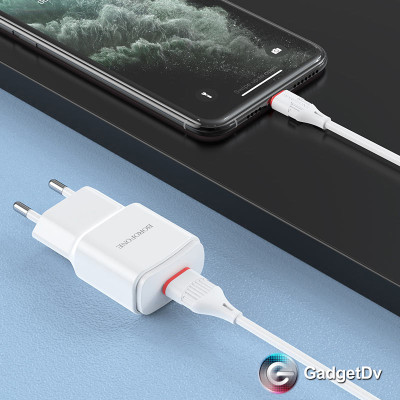 20197 СЗУ USB 2,1А + кабель Type-C, Borofon BA48A
