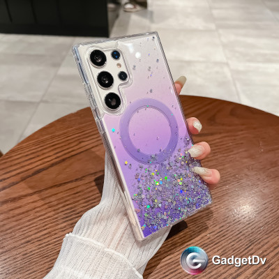 36004 Samsung S24, защитная крышка-чехол, прозрачный с блестками