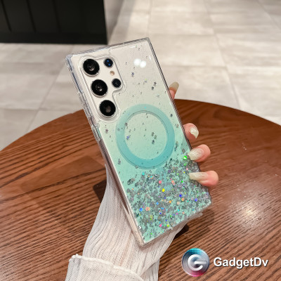 36004 Samsung S24, защитная крышка-чехол, прозрачный с блестками