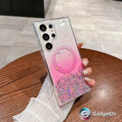 36004 Samsung S24, защитная крышка-чехол, прозрачный с блестками