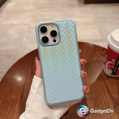 28024  iPhone 14Pro Max защитная крышка-чехол, плетеный, блестящий