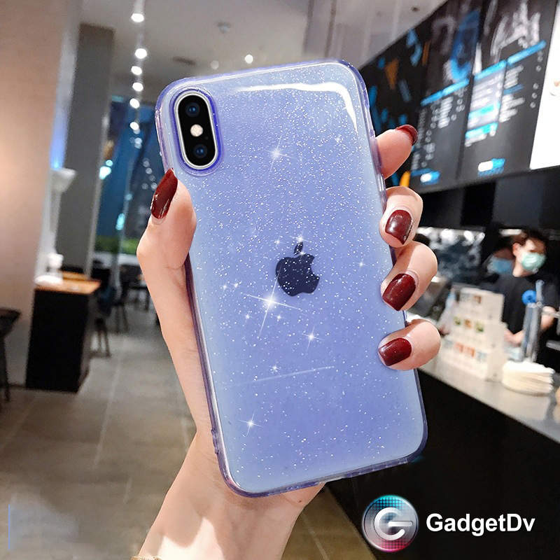 28025 iPhone 15 ProMax защитная крышка-чехол,прозрачный с блестками