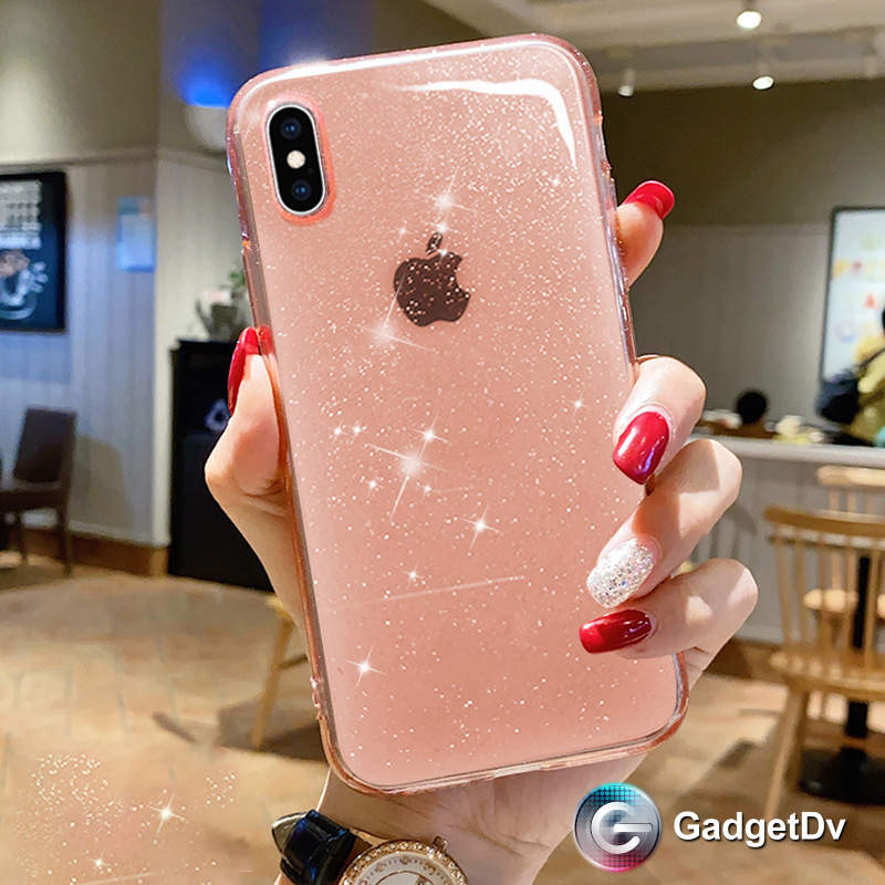 28025 iPhone 15 ProMax защитная крышка-чехол,прозрачный с блестками