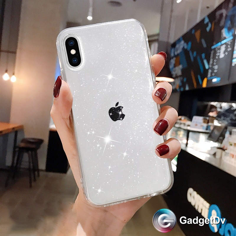 28025 iPhone 15 ProMax защитная крышка-чехол,прозрачный с блестками