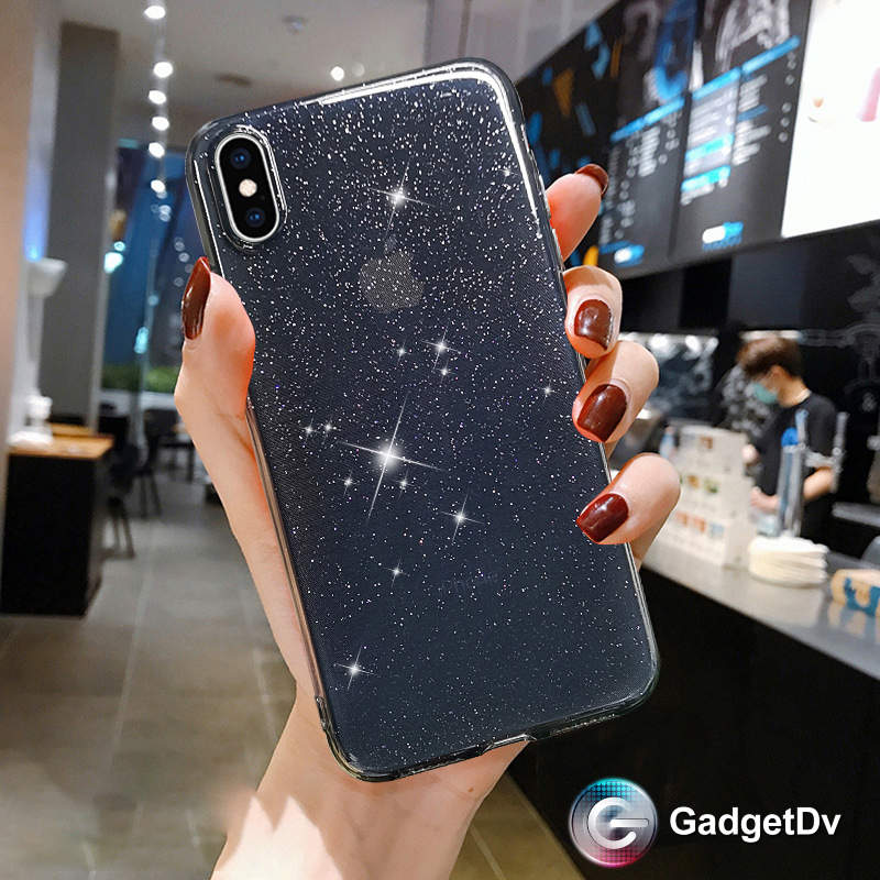 28025 iPhone 15 ProMax защитная крышка-чехол,прозрачный с блестками