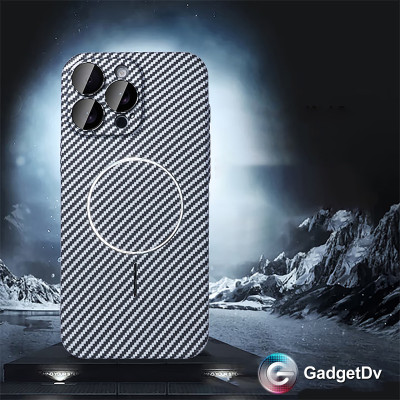 32076  iPhone 16 ProMax защитная крышка-чехол под карбон MagSafe