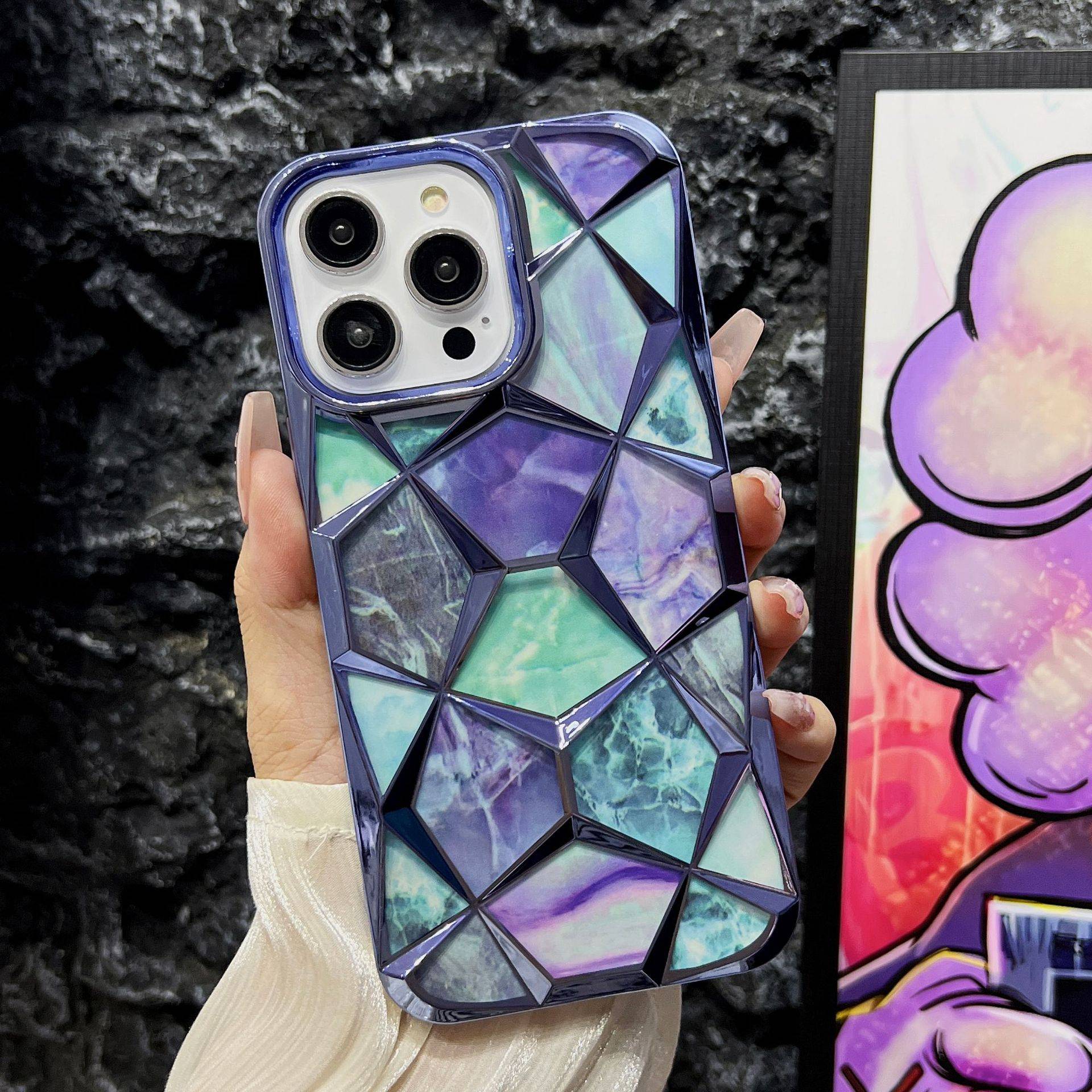 26836 iPhone13 Pro защитная крышка-чехол, мрамор
